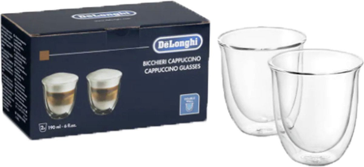De’Longhi DLSC311 Double-Wall Cappuccino Glasses – 270 ml, Set of 2