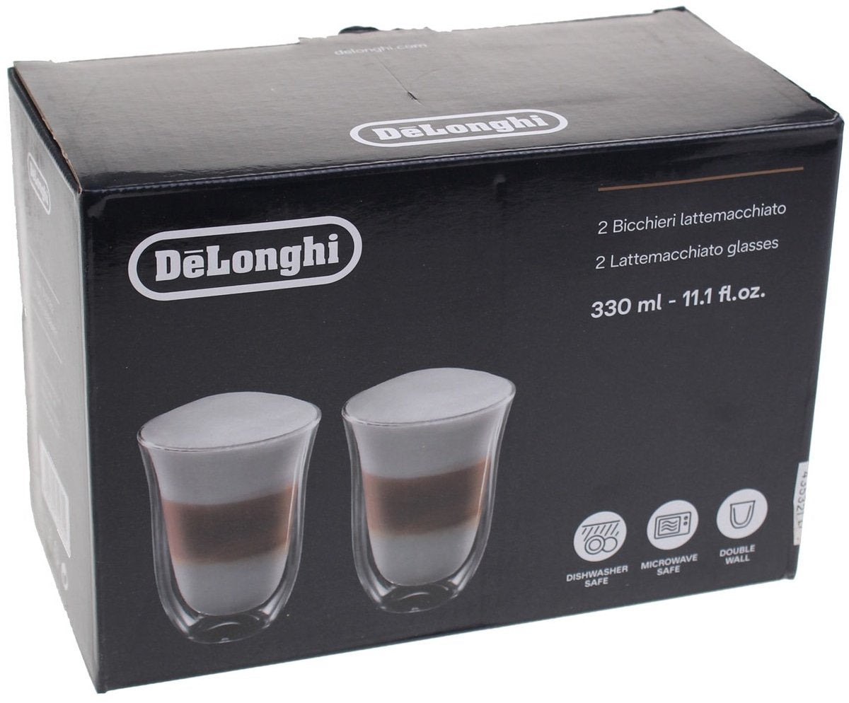 De’Longhi Double-Wall Latte Macchiato Glasses – 330 ml, Set of 2