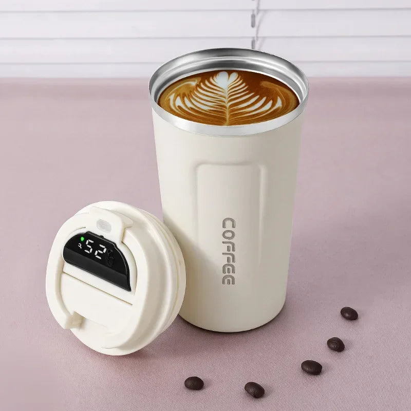 Stainless Steel Thermos Coffee Mug with Temperature Display