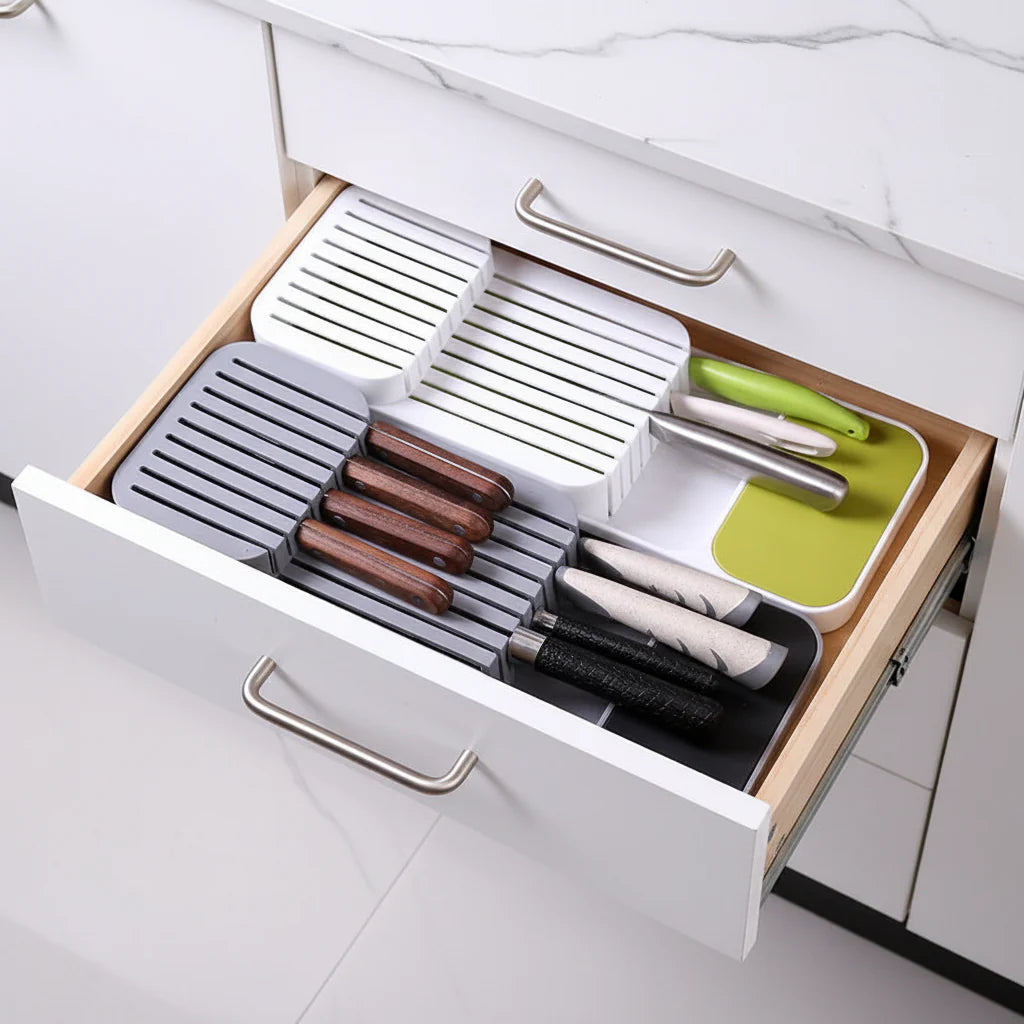 Kitchen drawer organizer for cutlery Kitchen Knife Spice Storage Tray