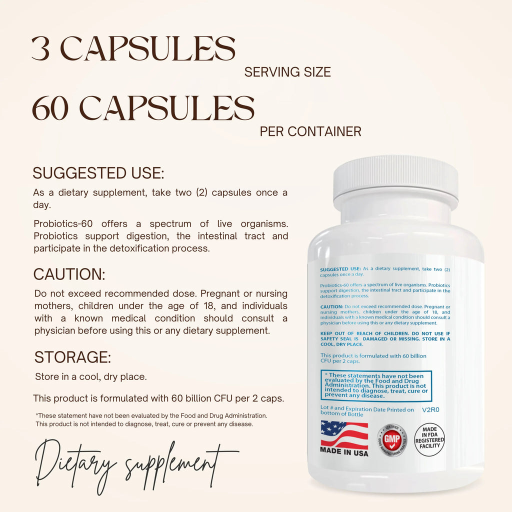 PROBIOTIC 60 BILLION CFU : GUT HEALTH SUPPLEMENT