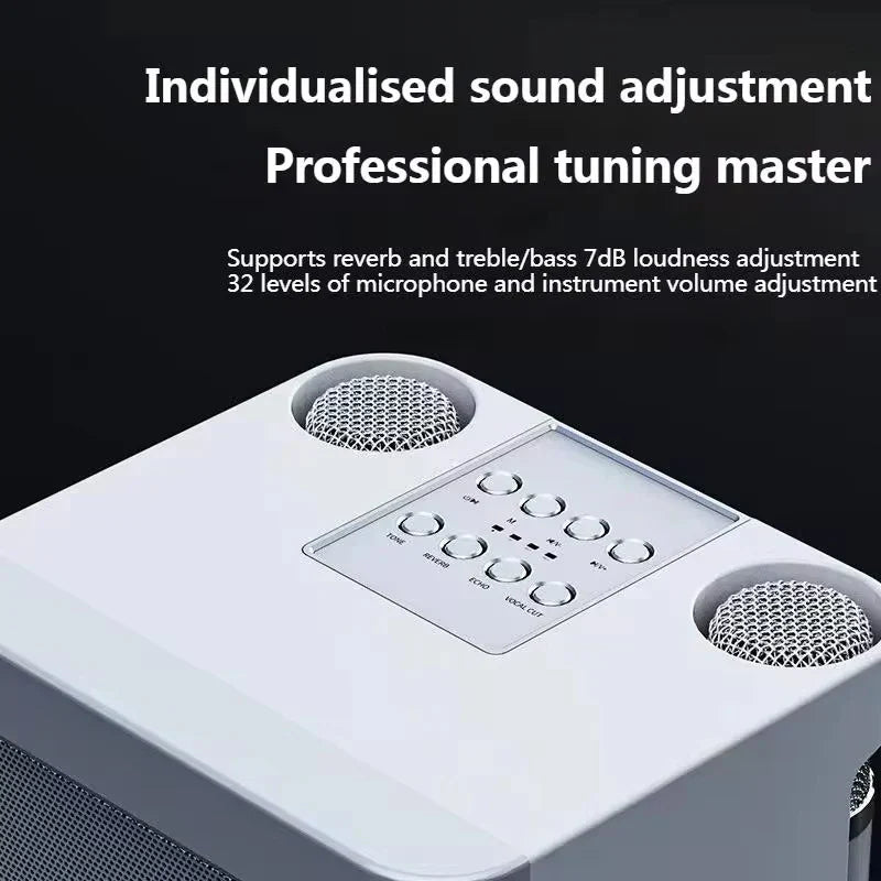 Portable Dual Microphone Karaoke Speaker System (White)