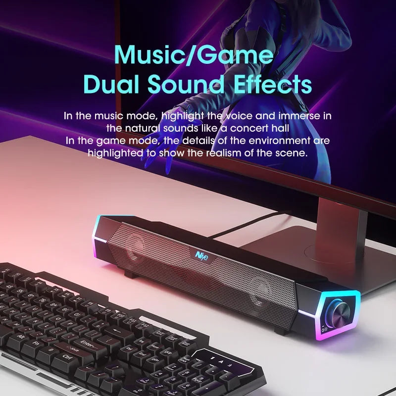 Haut-parleur RVB Bluetooth noir pour ordinateur