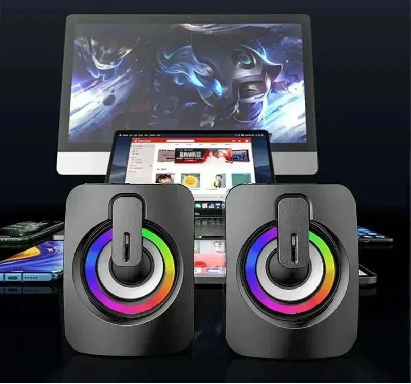 Lumière LED RVB Stéréo d'Ordinateur Noire
