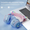 Casque Bluetooth sans fil oreilles de chat bleu