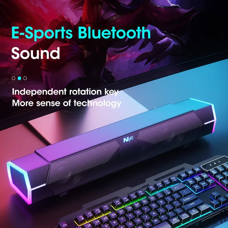 Haut-parleur RVB Bluetooth noir pour ordinateur