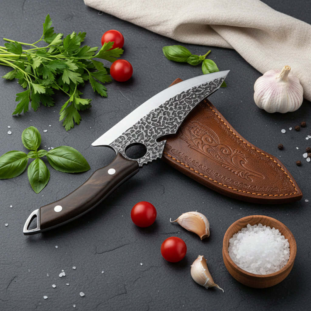 Tactical kitchen knife with steel forging
