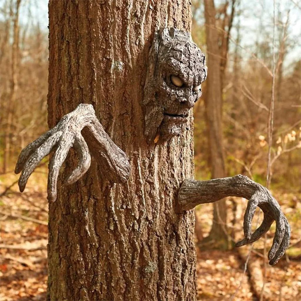 Halloween Tree Demon Face Garden Statue