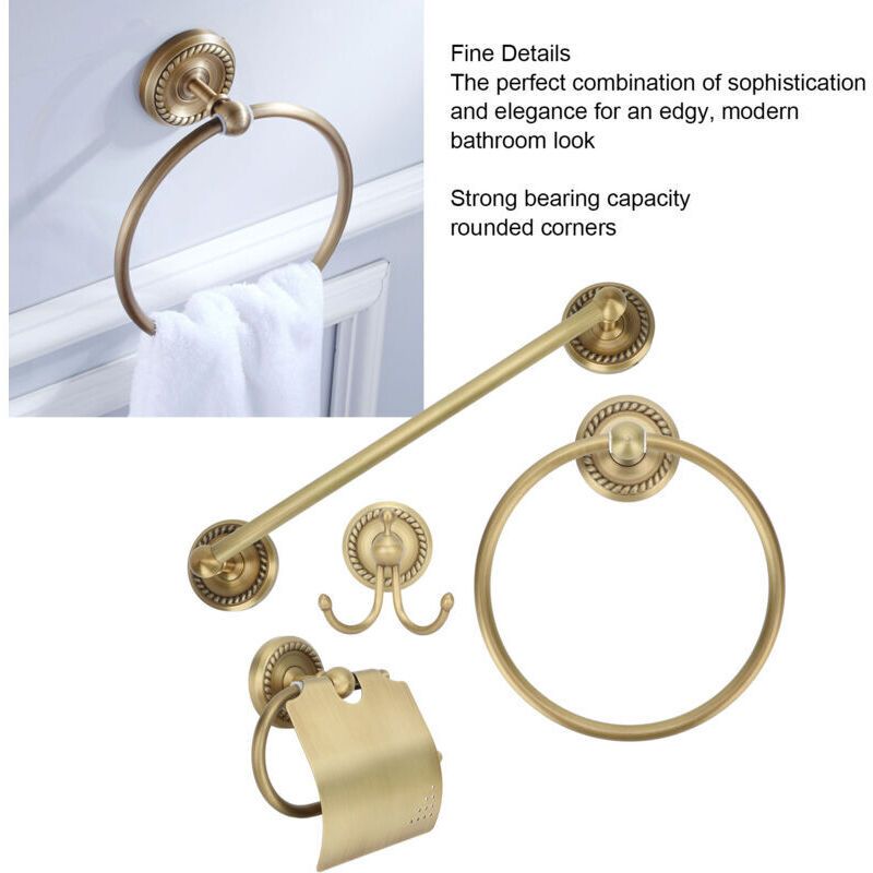 Retro Style Copper Towel Rack Storage Shelf Bathroom Shelf Home Decoration