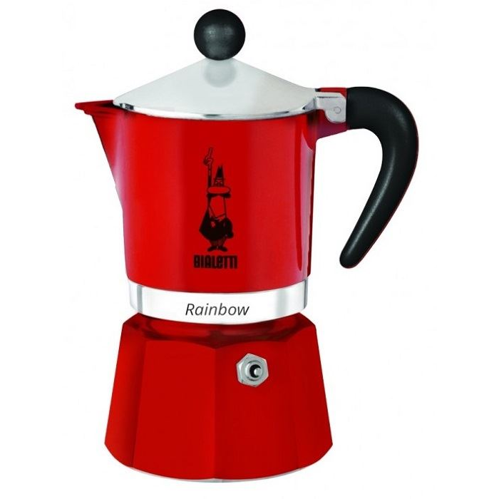 Bialetti Rainbow Moka Express – 3 Cup Red Stovetop Espresso Maker