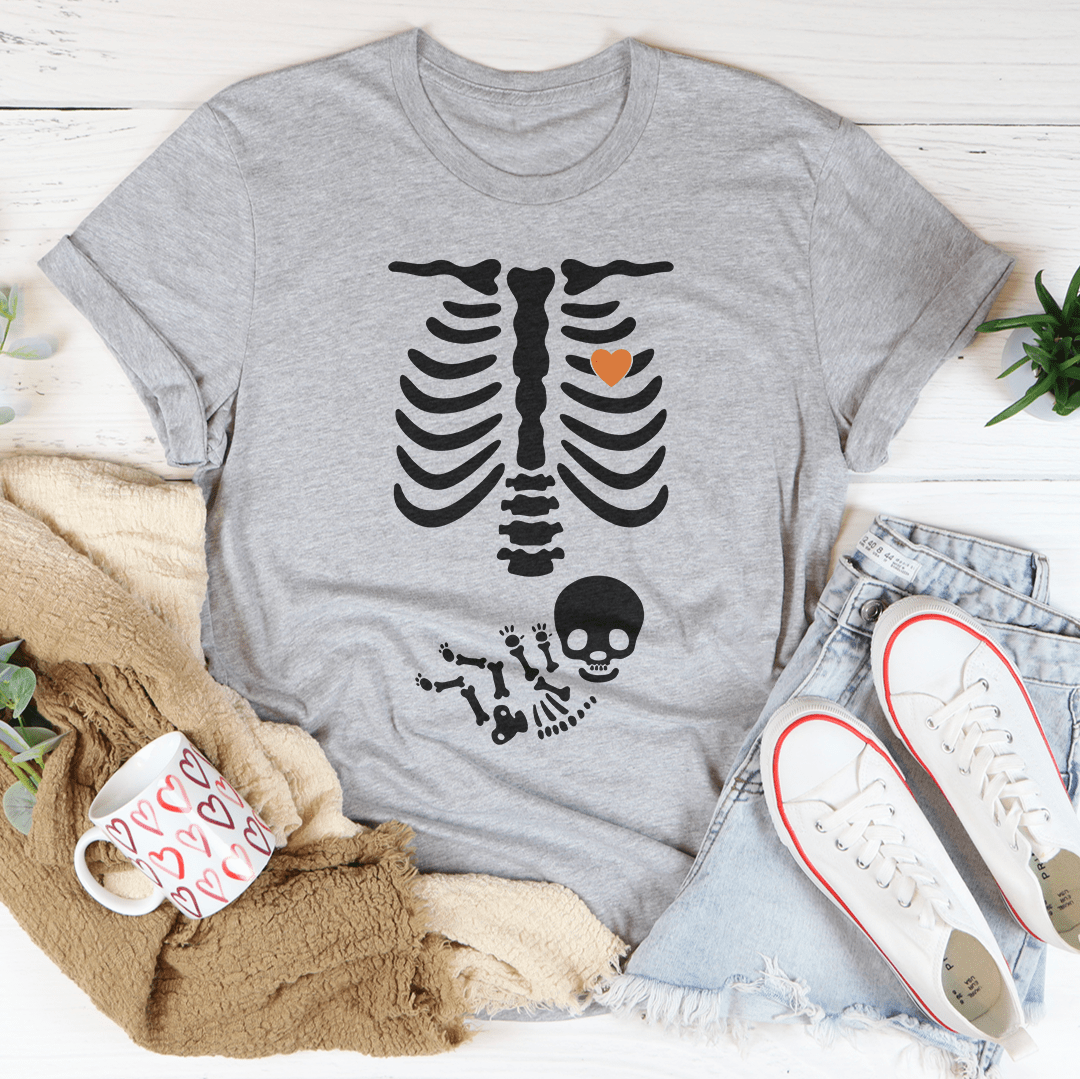 Pregnant Skeleton Baby Boy Tee